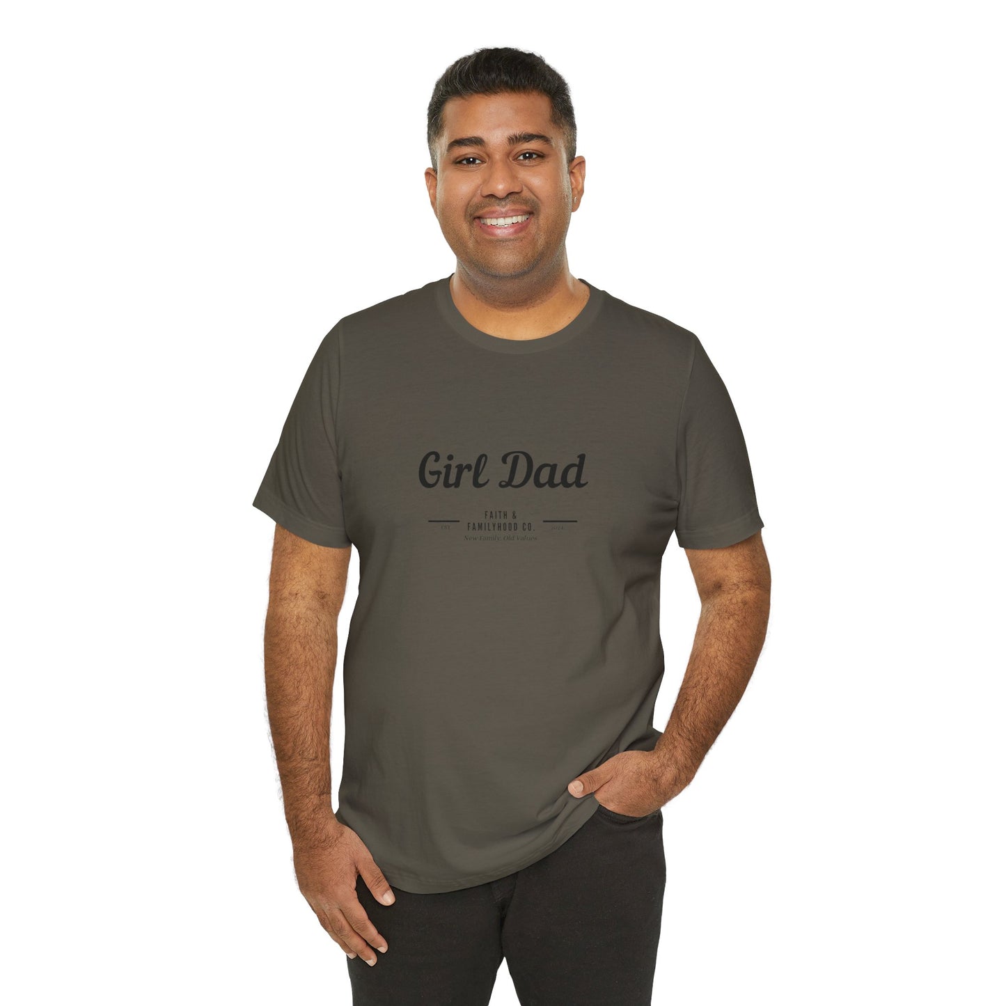 A close-up of the "Girl Dad" t-shirt, highlighting the comfortable fabric and stylish design, perfect for any Dad Shirts collection.