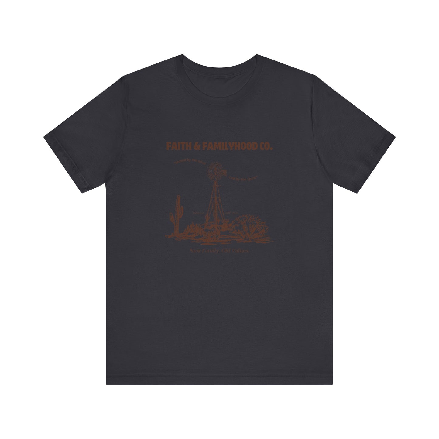 A vintage t-shirt with a faded graphic of a lone cowboy riding through a desert landscape, evoking the spirit of the Wild West.