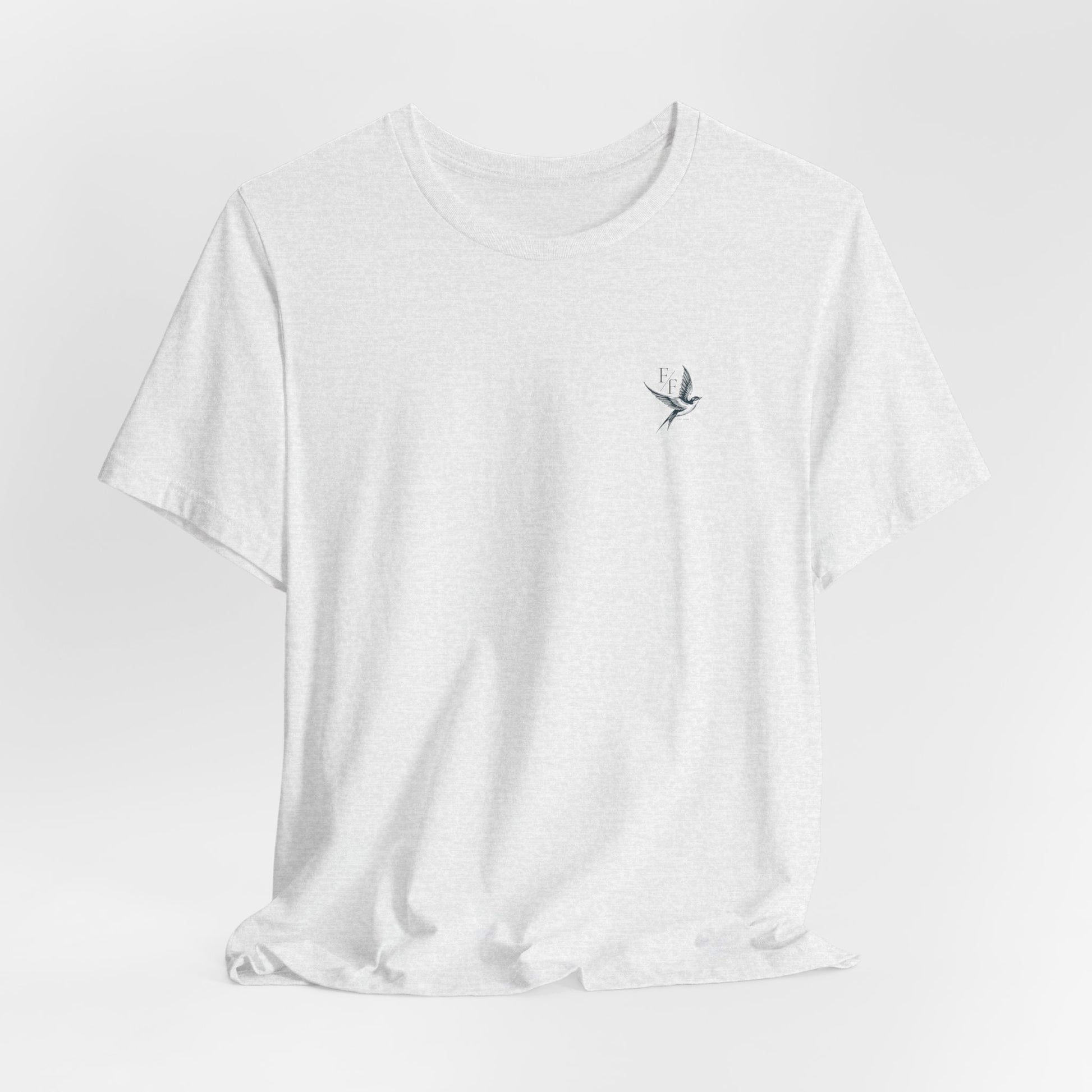 Front view of a comfortable bird shirt, showcasing the delicate bird design on this shirt with birds print.