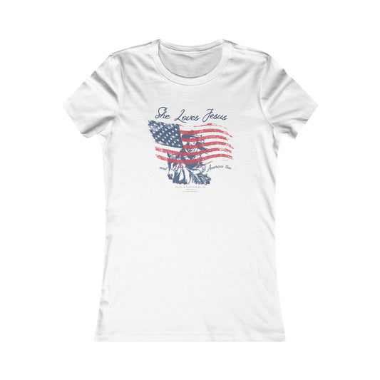 She Loves Jesus Patriotic Tee